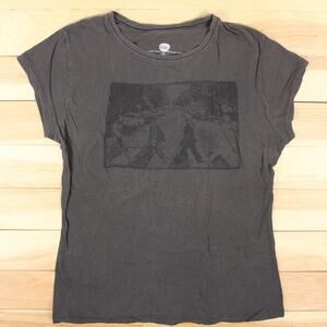 Beatles Abbey Road Tee Women XL Zebra Crossing Faded Black